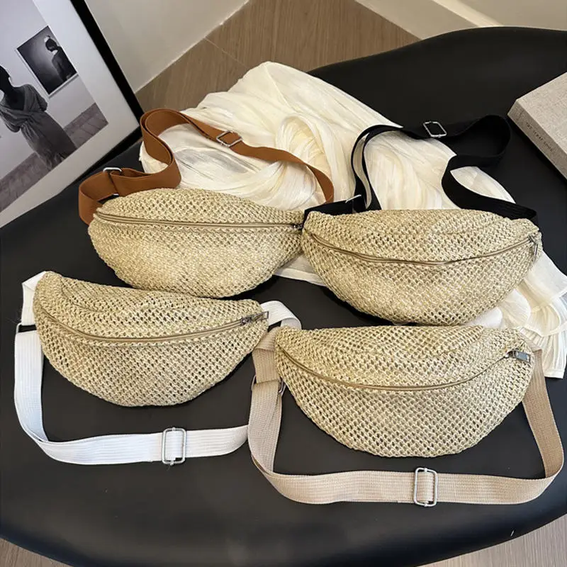 

1Pcs Women Fashion Pack Travel Casual Large Phone Bag Sports Workout Crossbody Chest Purse Beach Belt Bum Straw Waist Bag