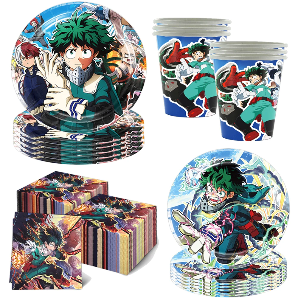 

My Hero Academia Birthday Party Decorations Balloons Disposable Tableware Tablecloth Plates Napkin Baby Shower Kid Toy Supplies