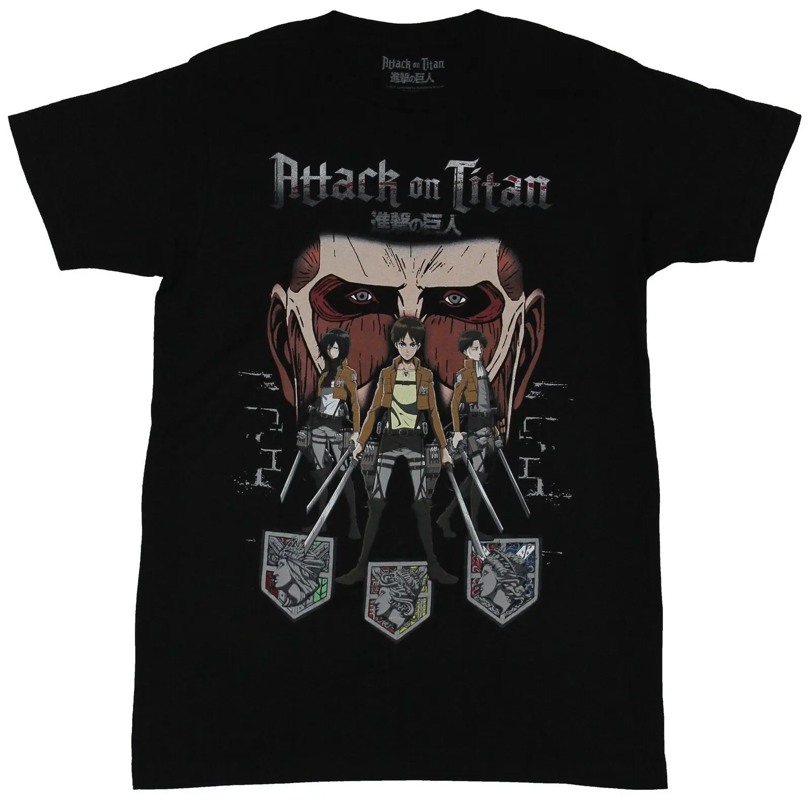 Camiseta nueva de Attack on Titan para adultos, Trío del Cuerpo de Enseñanza bajo la imagen de la cara