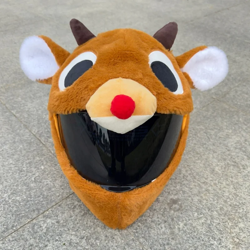 Motorcycle Full Helmet Cover Cartoon Plush Animal Helmet Cover Dust Protection Funny Helmet Cover Motorcycle Accessories