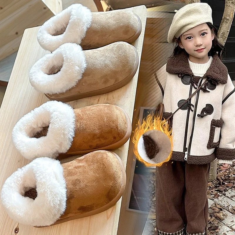 Stivali da neve per bambini 1-18 anni Giallo Marrone Imbottito Addensato Ragazzi Ragazze Scarpe di cotone Morbide stivali corti antiscivolo per bambini