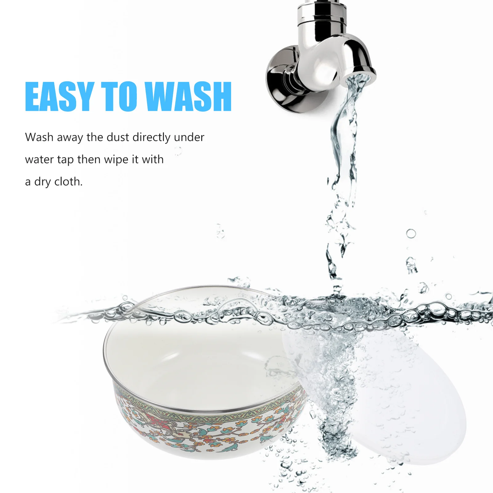 

5pcs Enamel With Lids Large Soup Noodle Salad Pasta Serving Bowls Household Kitchen Food Storage Deepen Bowl For Instant Noodles