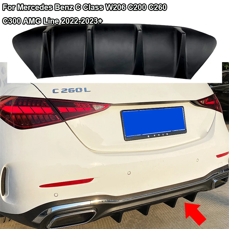 

Car Rear Bumper Diffuser Lip Cover Spoiler Skid Plate Guard 2022-2023+ For Mercedes Benz C Class W206 C200 C260 C300 AMG Line