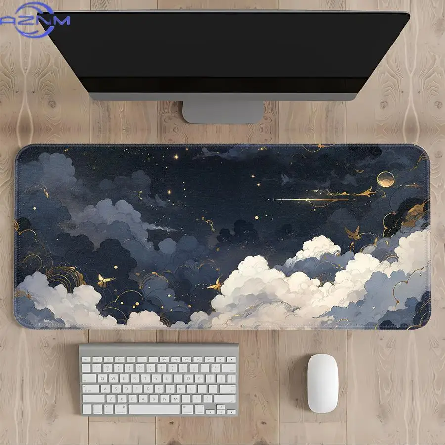 Mouse Pad Overlock para Teclado e Mouse, Acessório de Mesa para Escritório, Console de Jogos, Computador e Laptop - Estrela Desl