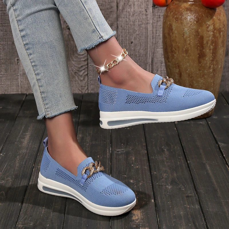 Sneakers da donna mocassini in maglia traspirante donna taglie forti suola morbida leggera scarpe da ginnastica donna autunno scarpe Casual antiscivolo