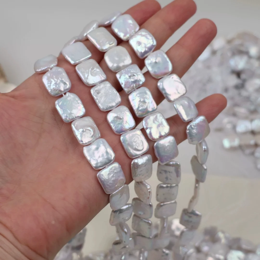 3A Grade Freshwater Pearl White Square 12-13mm 38cm FPPJ Loose Beads for DIY Jewelry Natural Beads Wholesale