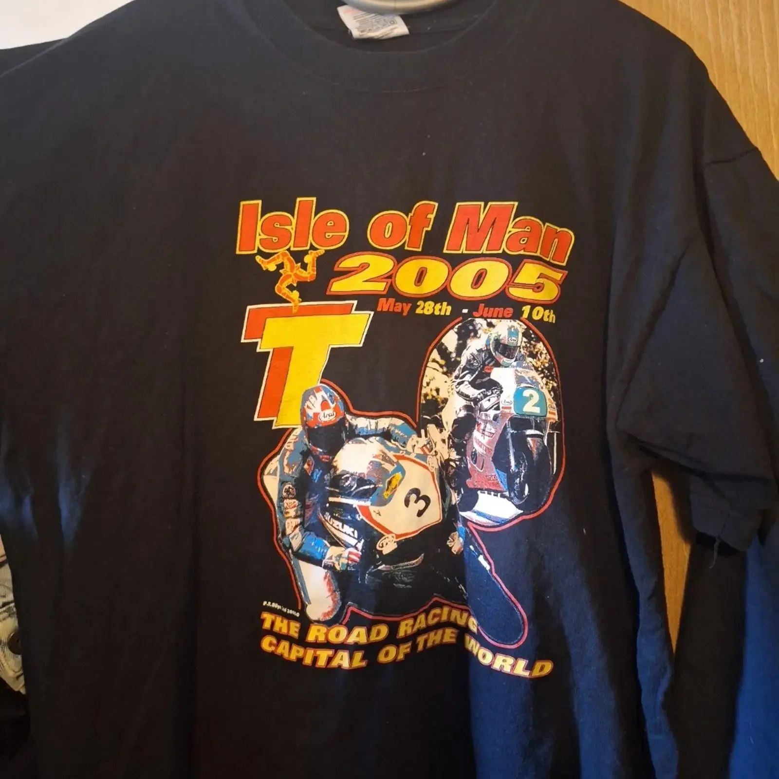 Isle Of Man TT 2005 28 Mai 10th June Racing Capitol The World T Shirt XL vintage Washed Top For Everyday Wear Versatile graphic