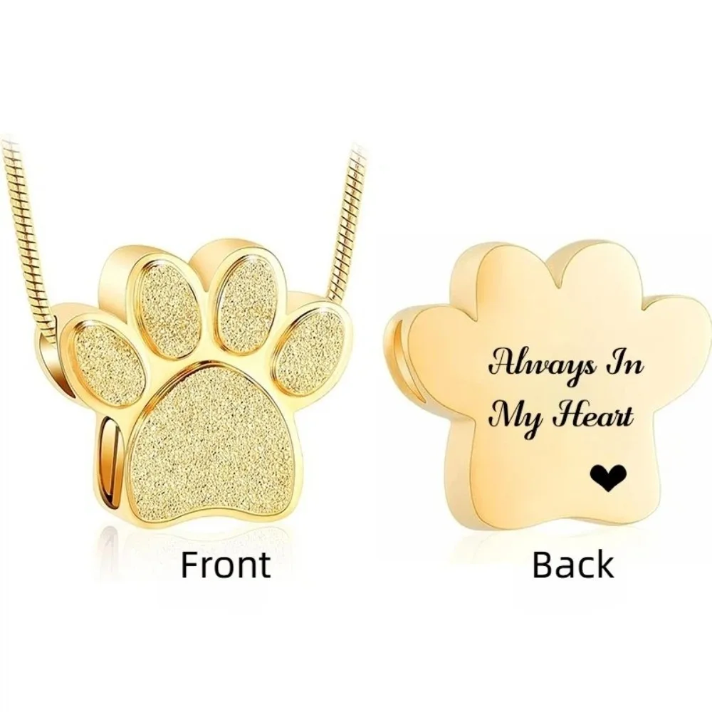 Stainless Steel Paw Print Urn Pendant Creative Adjustable Pet Urn Necklace Mini Fillable Design Ashes Cremation Keepsake Daily