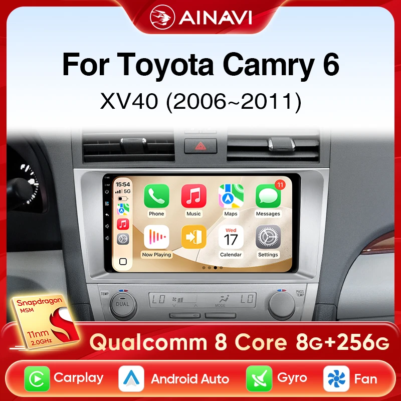 

Автомобильный радиоприемник Ainavi для Toyota Camry XV40 2006 2007 2008 2009 2010 2011, беспроводной Carplay Android, автомобильный мультимедийный плеер, 2 Din