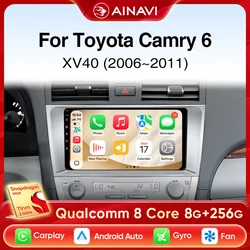 Ainavi Car Radio For Toyota Camry XV40 2006 2007 2008 2009 2010 2011 Wireless Carplay Android Auto Car Multimedia Player 2 Din