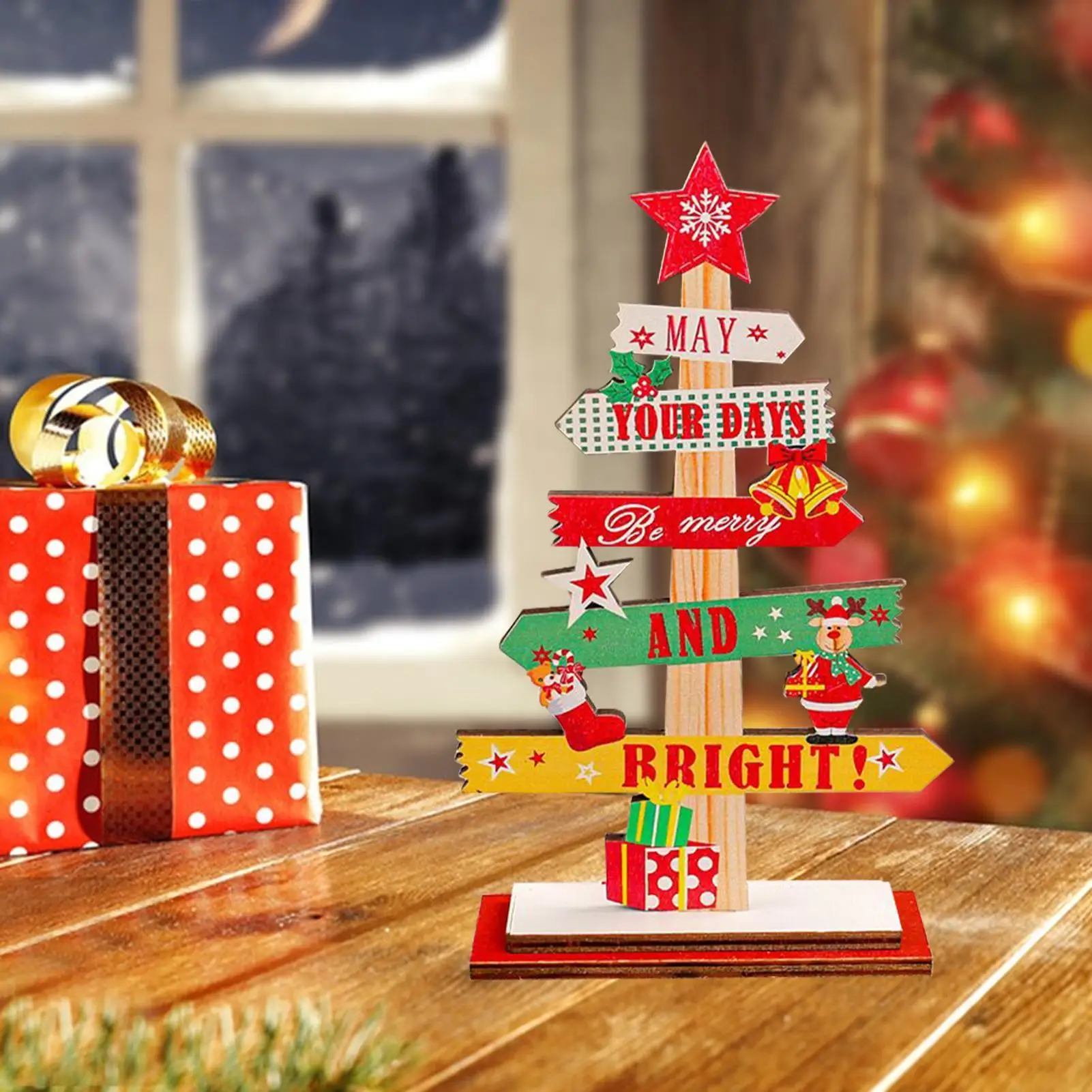 قطع مركزية لطاولة عيد الميلاد، علامة طاولة عيد الميلاد الخشبية، زخرفة مكتبية لقضاء العطلات المنزلية، المزرعة، رف الحفلات الموسمي #3