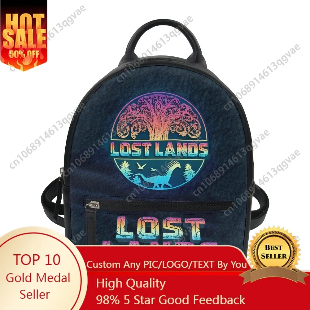 Lost Lands Music Festival Custom Backpack Purse Women Carter Schoolbags Double Shoulder Bag Mini Daypack Leather Travel Bag