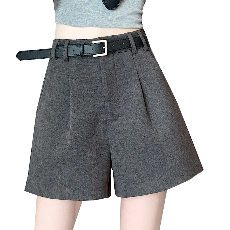 Nowe damskie szorty wełniane z wysokim stanem na jesień i zimę 2025, codzienne, grube spodnie do botków, odzież wierzchnia damska, luźne szorty w kształcie litery A.