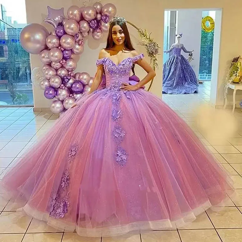 

Angelsbridep Purple Ball Gown Quinceanera Dresses With Appliques Big Bow Beading 15 Year Old Girl Dresses Vestidos De 15 Años
