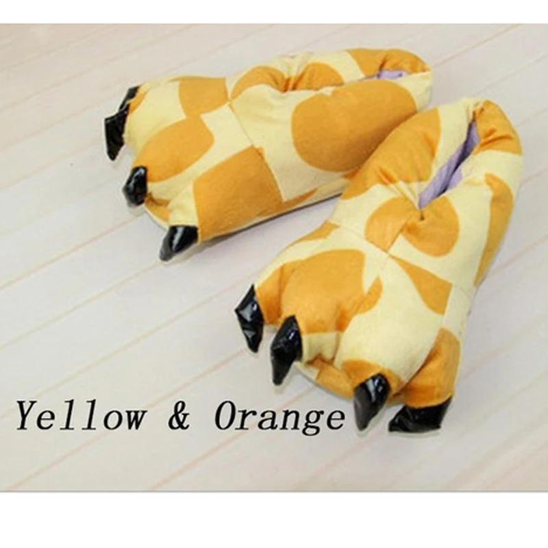 Winter Soft Warm Monster Dinosaur Paw Funny Slippers  Women Kids Parent-child Home  Slipper Shoes Room Cotton Random lining
