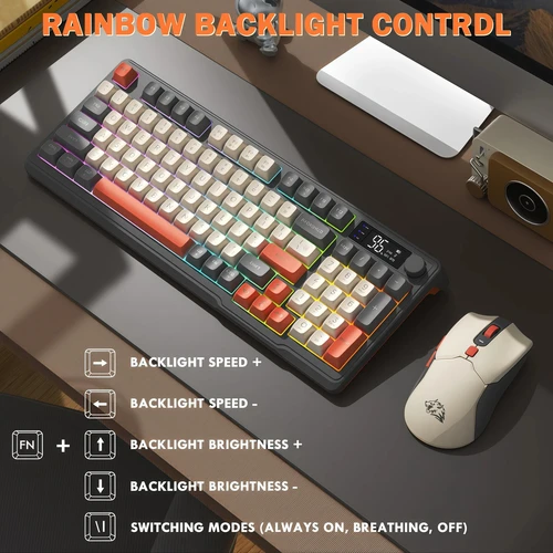 Imagen 2 del producto Freewolf T96 Teclado y mouse inalámbricos para juegos compatibles con conectividad Bluetooth de modo dual Compatible con dispositivos PC y Mac