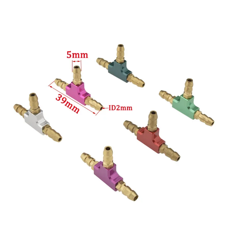 1PC CNC T-Type Water Cooling Nozzles Fuel Tank Nozzel Metal 3 Way T Shape T-Fittings T-Joint Fuel Hose Valve Joiner RC Parts