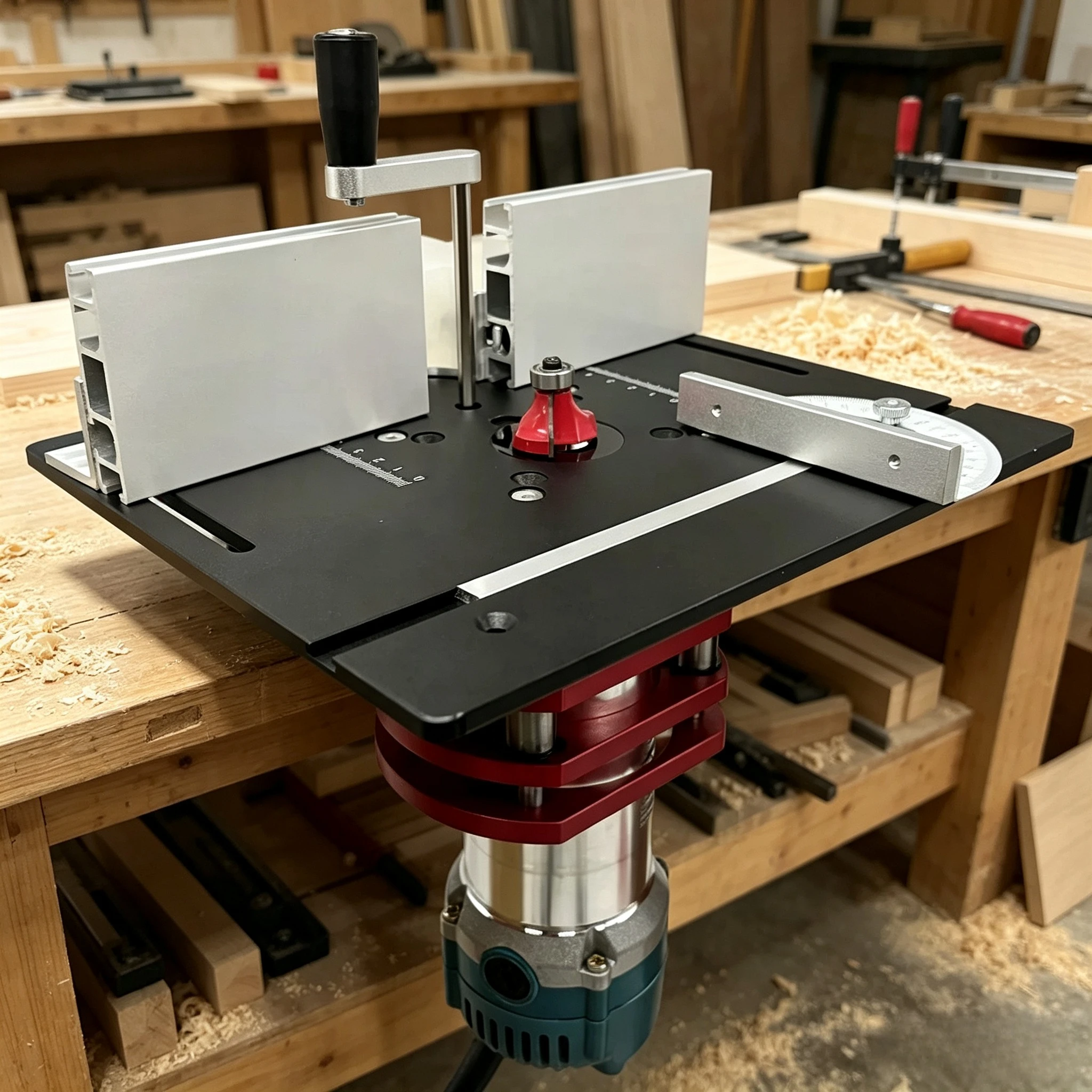Precision Aluminum Router Lift Kit Hand Crank Router Plate Lifting System Woodworking Router Table Trimmer Engraving Machine