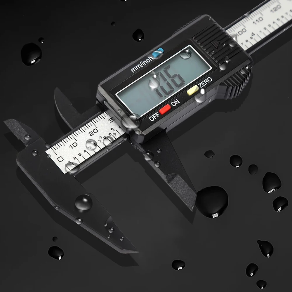 Elektronischer Schiebemesser, Schiebemesser aus Kohlefaser, Mikrometer, Digitale Waage. Die Batterie ist nicht im Lieferumfang enthalten. 0-150mm – Detail 1