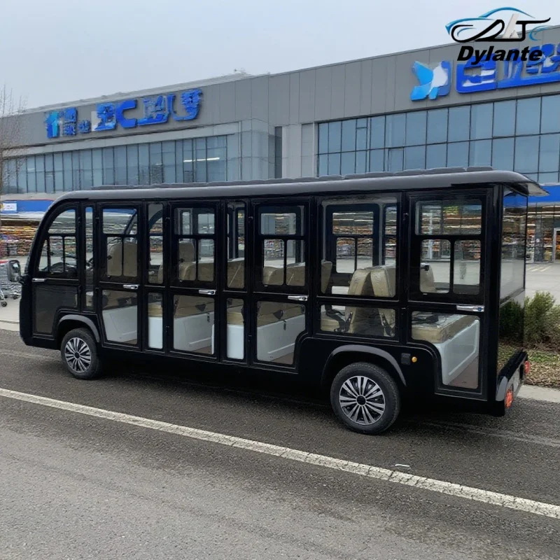 Standard Tested Electric 14 Seater Tourist Mini Bus With Door Vehicle Electric Sightseeing Car Electric Car Closed Tourist Bus