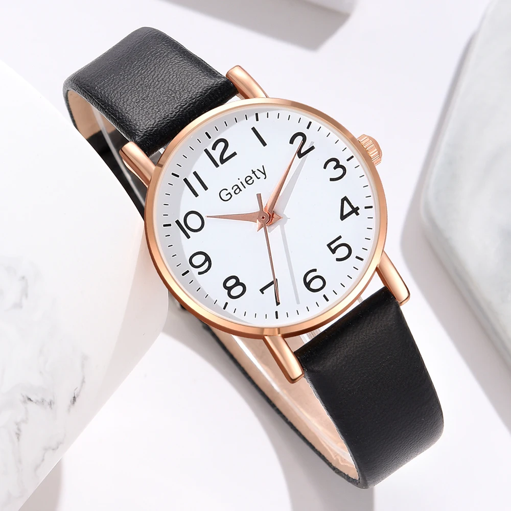 GAIETY Couple Minimalist Style Arabic Numerals White Dial Watch Casual Fashion Quartz Watch Is The Perfect Gift For Her(No Box)