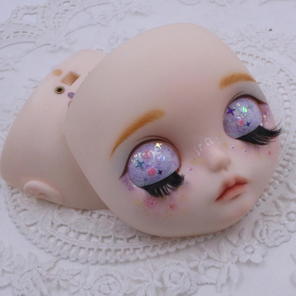 ICY DBS Blyth 1/6 Hand Painted Makeup White Skin White Eyelashes Cute Doll Face with Screws and Cute Rope DIY Toys SD