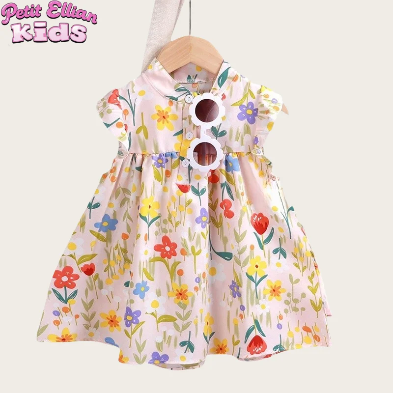

Summer1-9Y Kids Girls' Floral Princess Style Dress with Little Flutter Sleeves with Comfortable and Breathable Fabric for Child