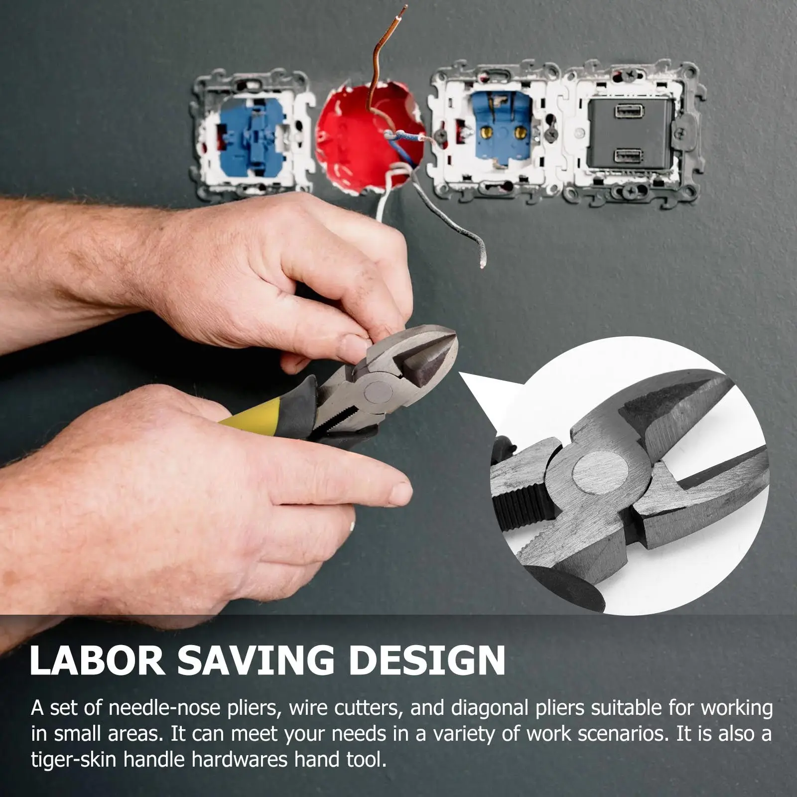 

3Pcs Electrician Pliers High-Quality Steel Multifunctional Wire Stripper Cutter Tool Precise Clamp Mouth Comfortable Grip