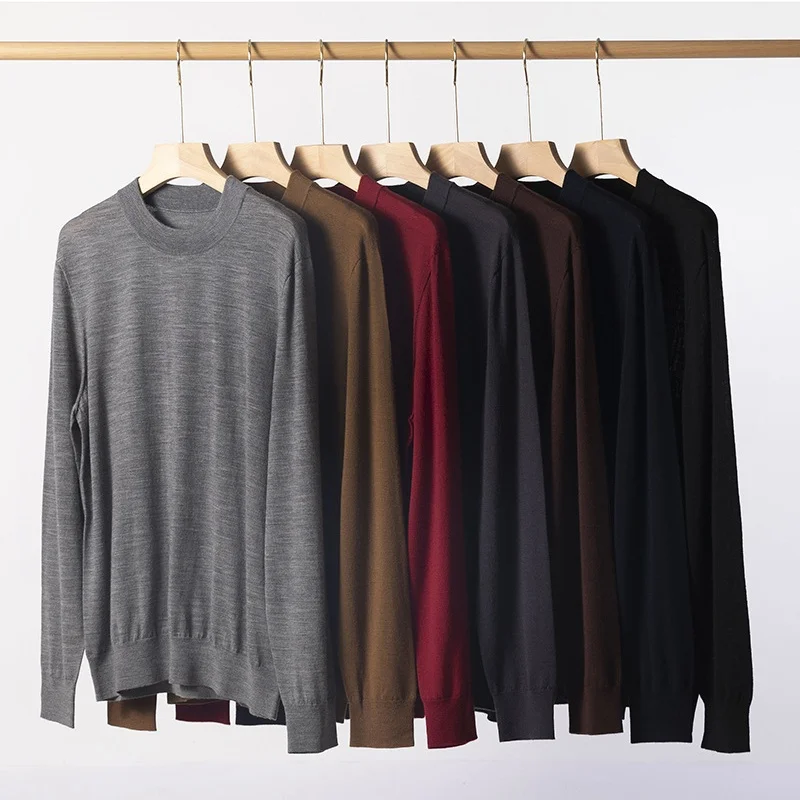 Birdtree, 100% Sheep Wool Knitted Sweater, Long Sleeve Autumn Undershirt, O-neck, Men's Breathable Loose 2026 Pullover T69033JF