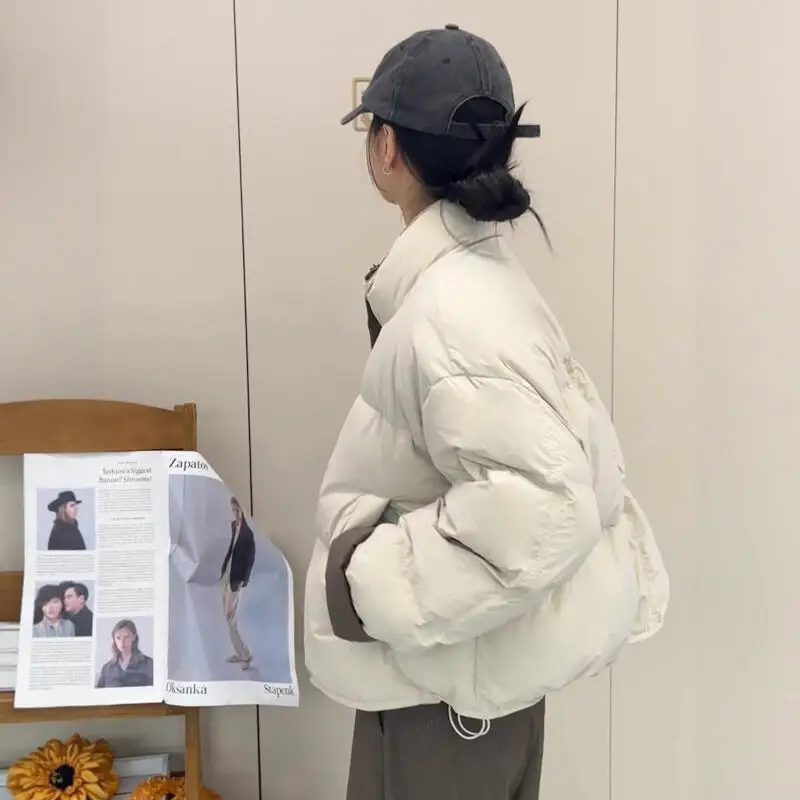 Chaqueta de pan versión coreana para niña, chaqueta acolchada de algodón de estilo corto, chaqueta acolchada gruesa de estilo corto para mujer, mantiene el calor en invierno