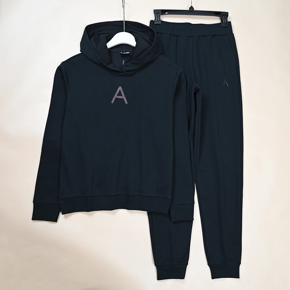 ربيع جديد السيدات القطن هودي إلكتروني طباعة مقنعين ملابس رياضية كاجوال البلوز والسراويل مجموعة Faionable الكبار المرأة الزي #1