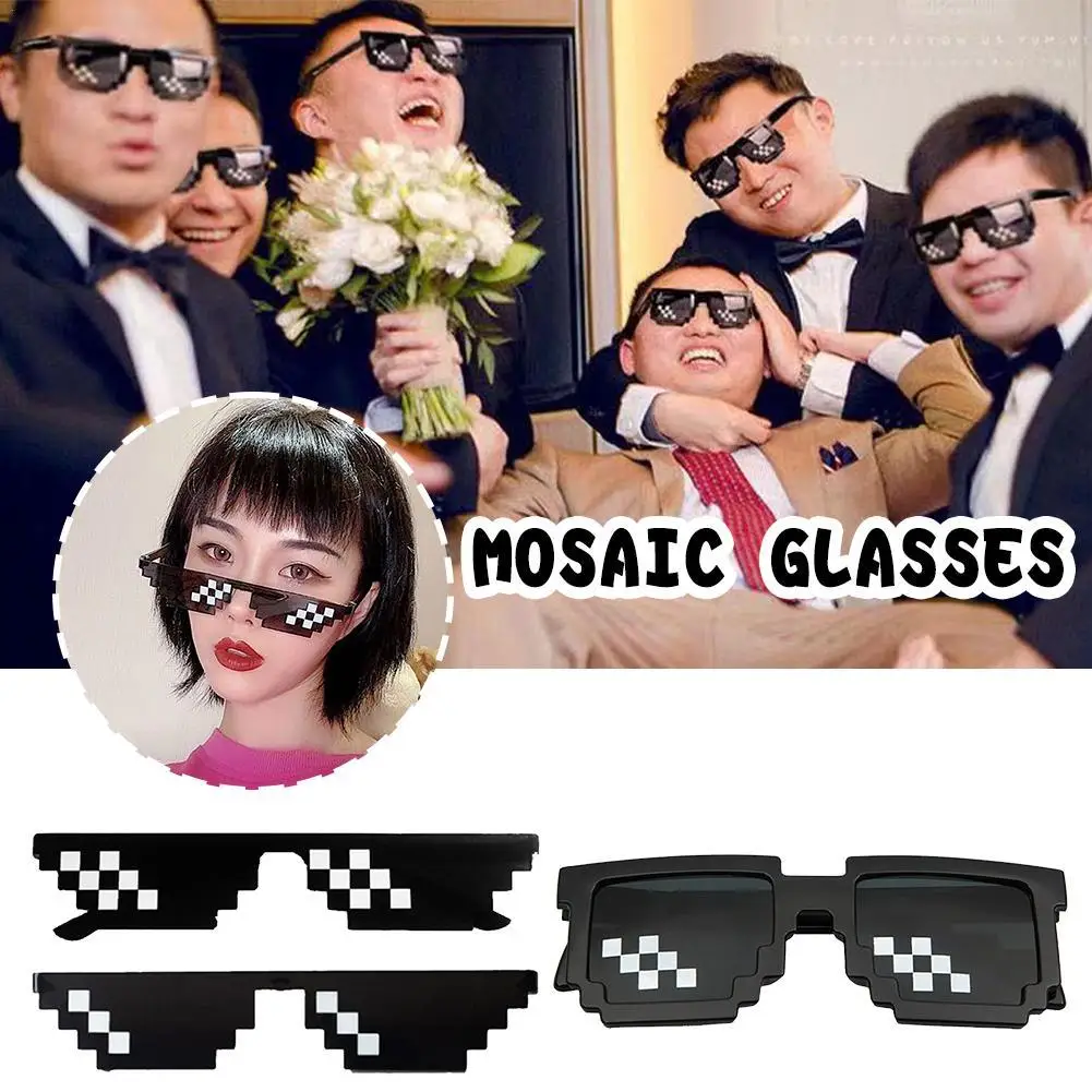 1Pc Funny Mosaic Sunglasses Cool Party Vintage Shades Sunglasses Cosplay Favors Birthday Party Mosaic Glasses