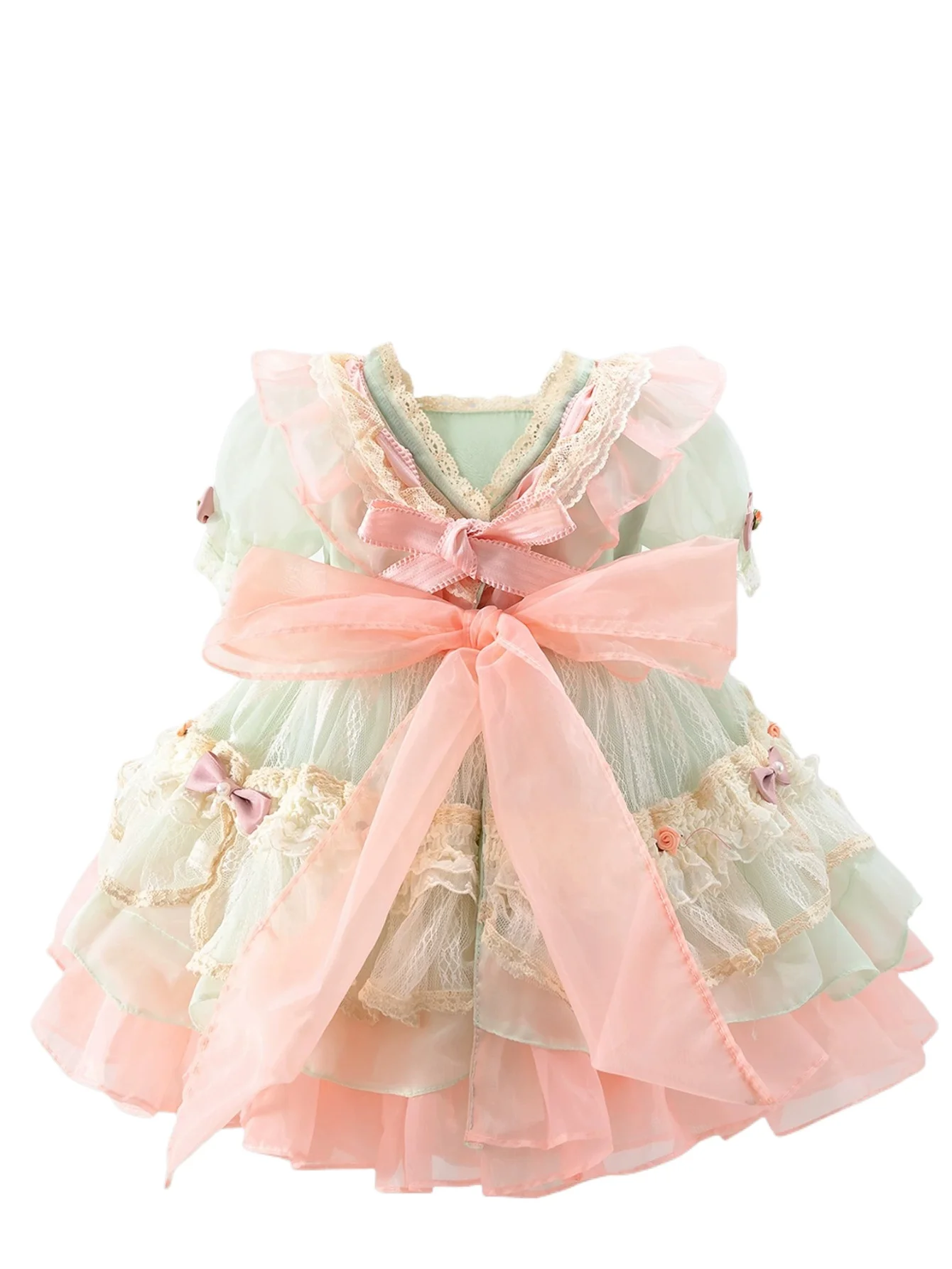 3-teiliges Mädchen Rosa Rokoko-Stil Viktorianisches Kleid Vintage Kinder Prinzessinnen-Kostüm für Geburtstag Teeparty Cosplay 3-12 Jahre – Detail 4