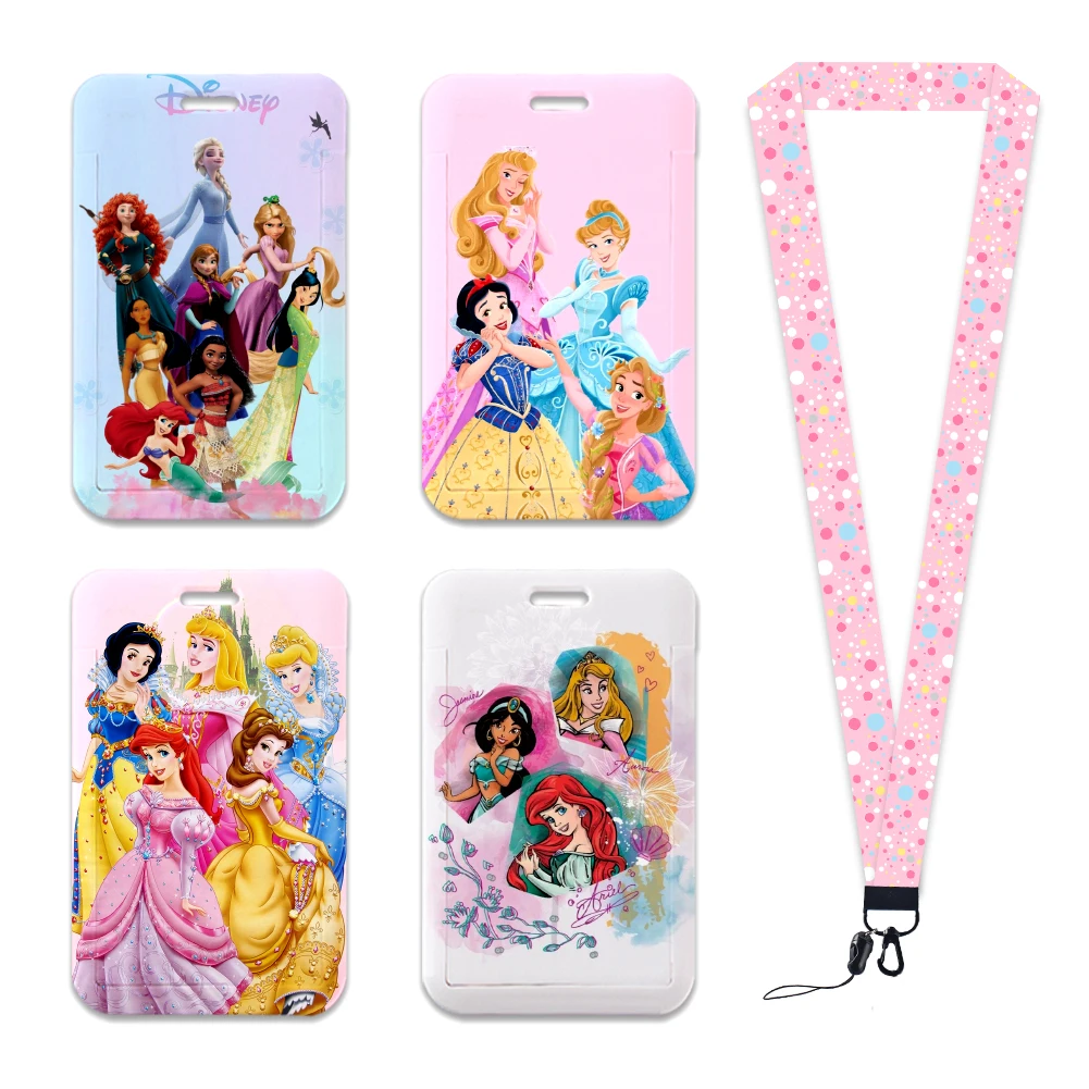 Disney Princess New Arrival Card Holder Student Keychain Girl Bus Metro Protective Case School Card Cover Kid Personalized Gifts