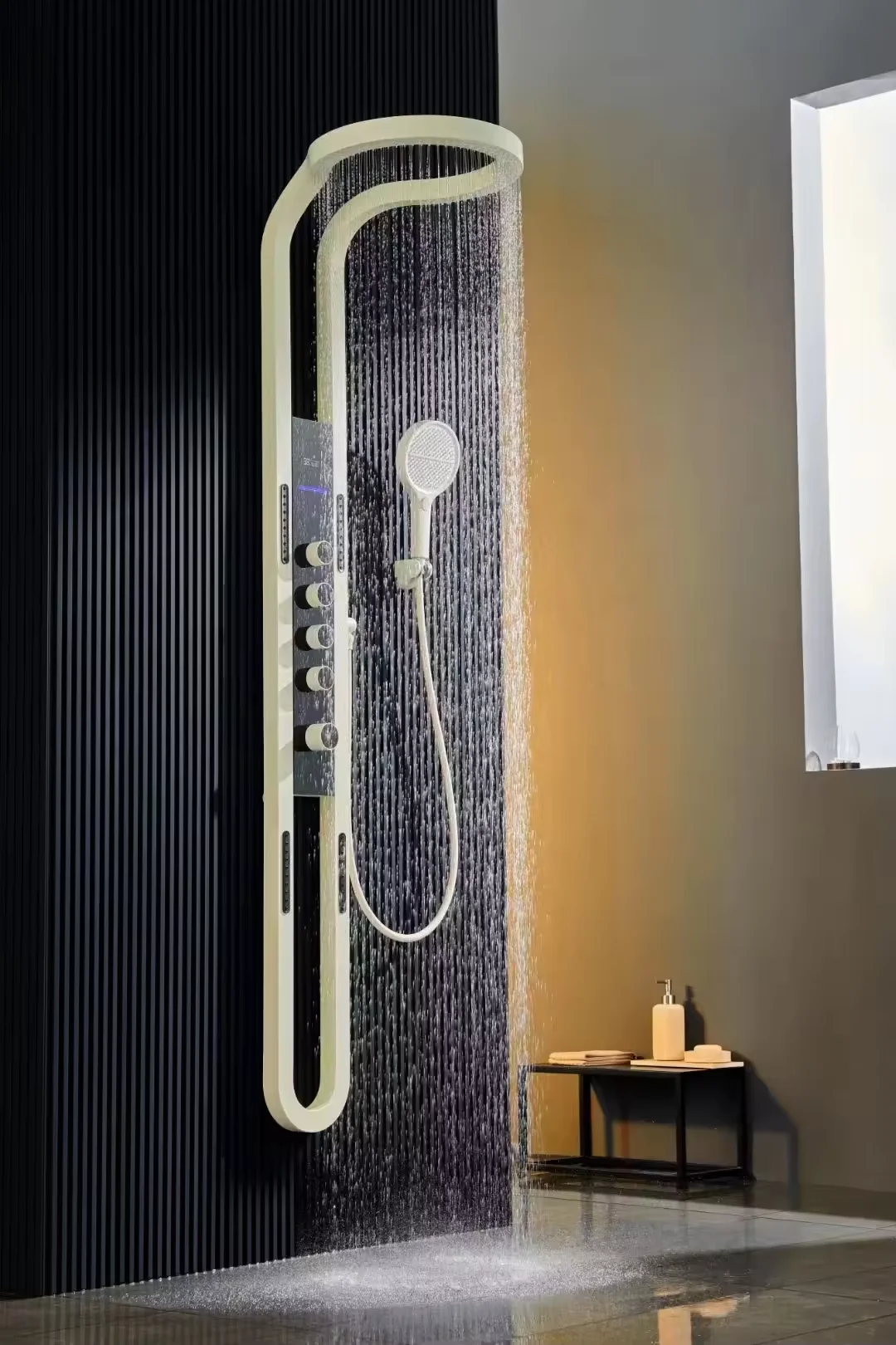 Hot Sale Luxury Multifunction Bathroom Waterfall Shower Panel Column Sprinkler Massage Set System Stainless Steel