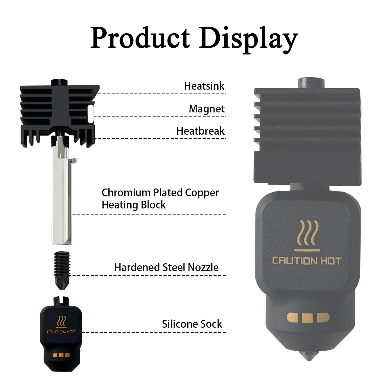 Upgraded High Quality H2D H2S H2C Hotend Kit 0.2/0.4/0.6/0.8mm Hardened steel Nozzle Replace Hotend Kit For Bambu P2S A1/A1mini
