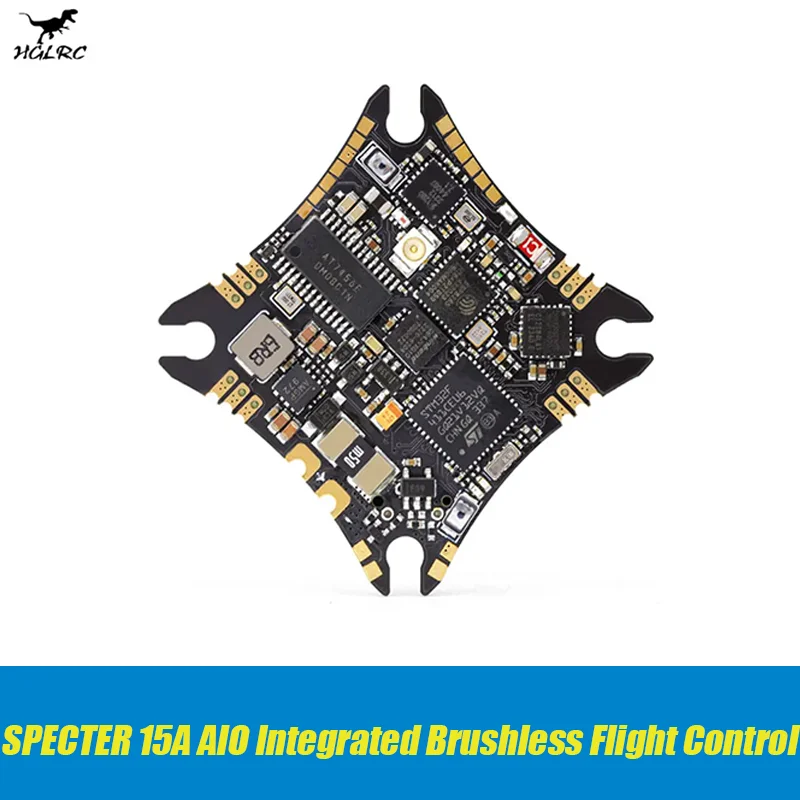 

HGLRC SPECTER 15A AIO MPU6000 F411 Контроллер полета Bluejay 15A 4in1 ESC UARTS ELRS 2.4G RX 2-4S 25,5X25,5 мм для RC FPV дронов