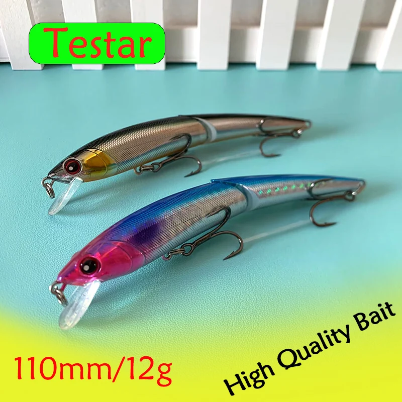 Testar Two Sections Jointed Bait Fishing Lure 110mm 12g Suspending Minnow Artificial Wobbler Hard Bait  for Pike Seabass Pesca