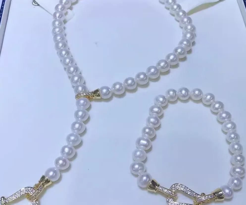 

Stunning set of South Sea Jewelry AAA 10-11mm 9-10mm White Natural Pearl Necklace 18" Bracelet