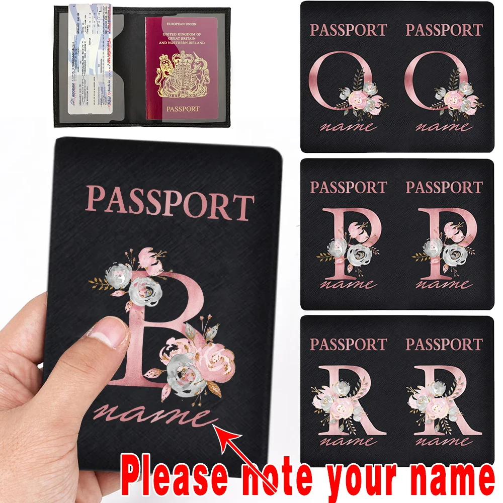 Funda de pasaporte con nombre personalizado, fundas de pasaporte de boda de viaje, soporte de moda, regalo de boda, Serie de letras, Funda de cuero