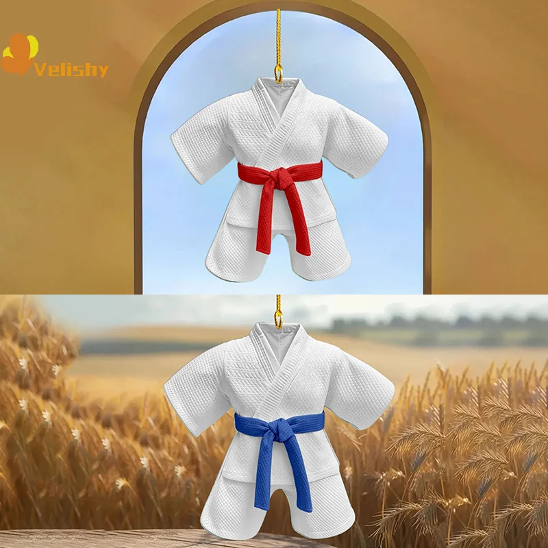 

2PCS New Taekwondo Costume Theme Flat 2D Acrylic Pendant Suitable For Car Rearview Mirror Pendant