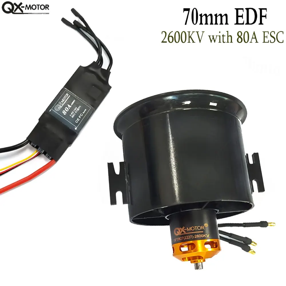 

QX-MOTOR 70mm EDF 12-Blade Ducted Fan with 4S 6S 60A 80A Brushless ESC for RC Airplane Model Spare Parts