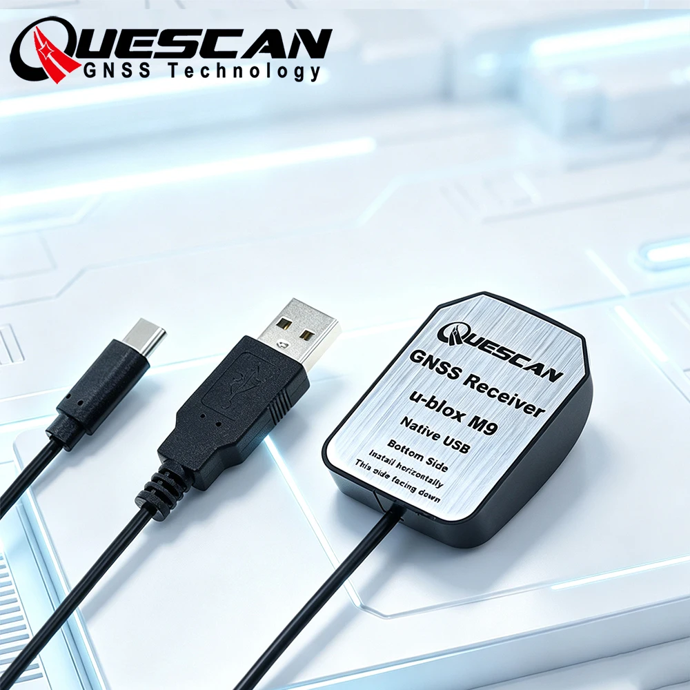 QUESCAN UBX M9 USB Type-C GPS GNSS Receiver Windows Android External USB-A USB-C GPS GLONASS BeiDou Antenna Receiver USB NMEA