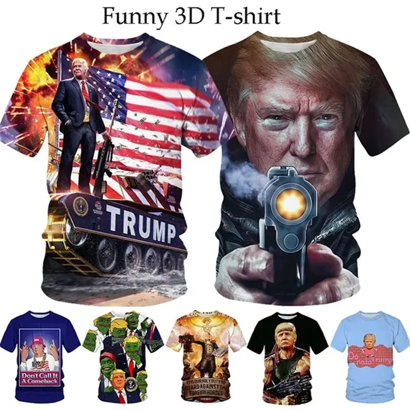 Men Women Newest Fashion Donald Trump Print T-Shirts 2024 Presidential Support Funny Trump Short Sleeved Shirt Casual Tee Tops