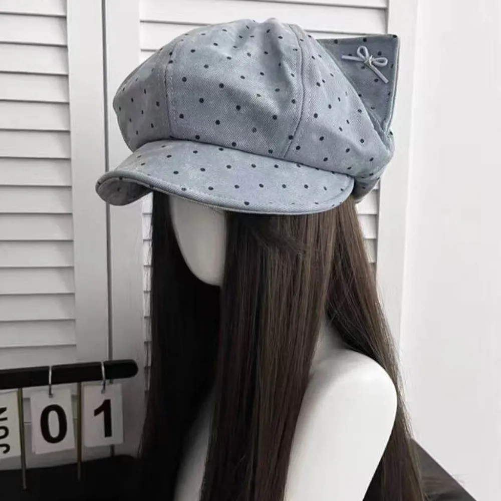 New Polka Dot Cat Ears Beret Hat Star Adjustable Newsboy Caps Bowknot Cloud Beret Baseball Hat Women