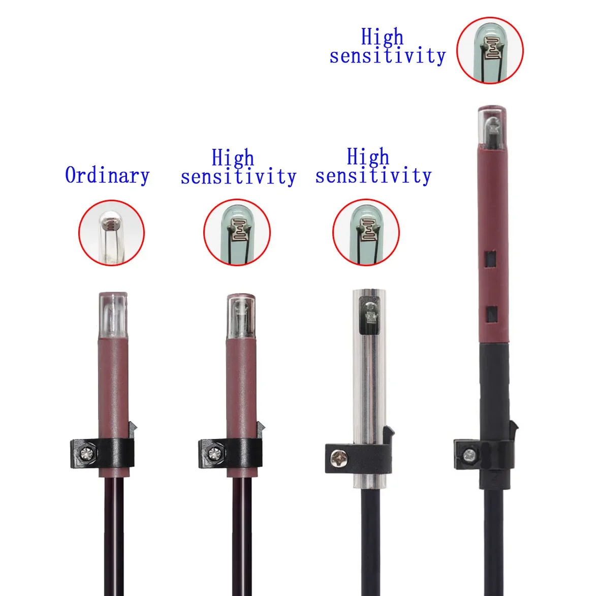 QRB1 Flame Detector Glass Bubble High Sensitive Flame Sensor Red Photosensitive Electric Eye for Diesel Burner Fire Detection