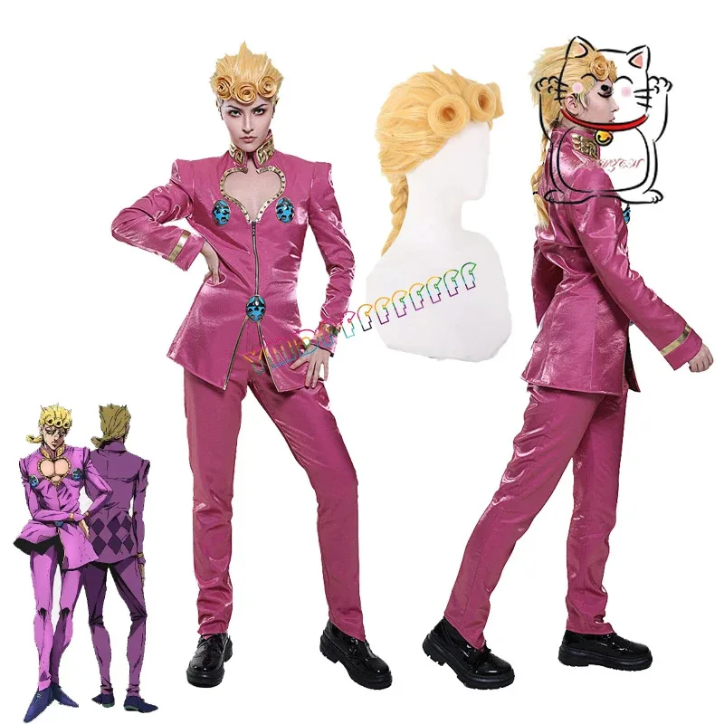 

Novelty anime Giorna cosplay set Giorno plush wig pink Halloween carnival night hot selling ir;l5