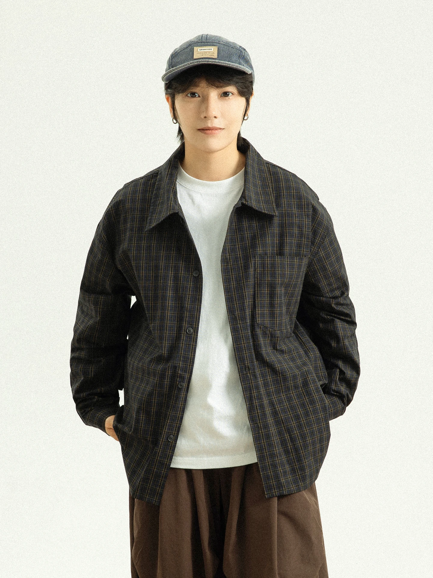 

GoodNorth Autumnal Vintage Plaid Loose Long Sve irt ex Casual Versatile Cotton irt for Men And Women