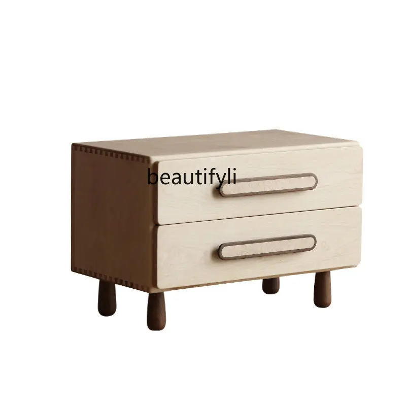 yj Solid Wood Chest of Drawers Wardrobe Assembled Cabinet Boys and Girls Bedroom Drawer Storage Locker Maple