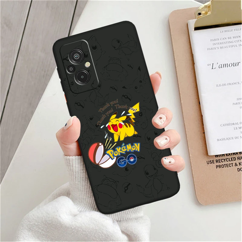 Cute Pokémon Pikachu Psyduck For Xiaomi Redmi K60 12C 12 11A A1 11 10C 10X 9T 9C 9AT 8A Pro Silicone Black Phone Case